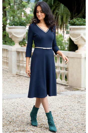 Rochie stilată din tricot de culoare Navy Blue [1]