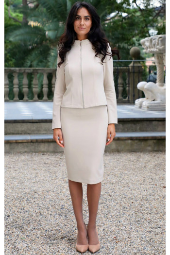 Sacou elegant cu fermoar din tricot mulat de culoare Angora [1]