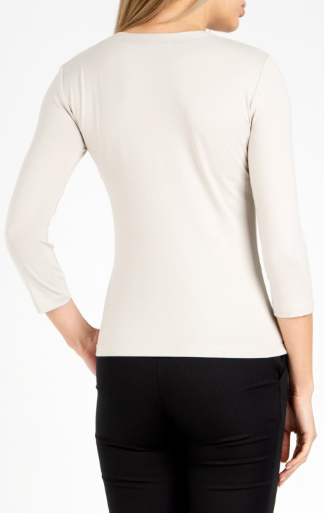 Bluză din tricot ușor cu decolteu V de culoare White Swan