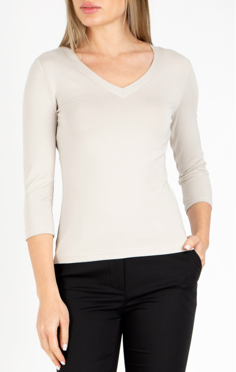 Bluză din tricot ușor cu decolteu V de culoare White Swan