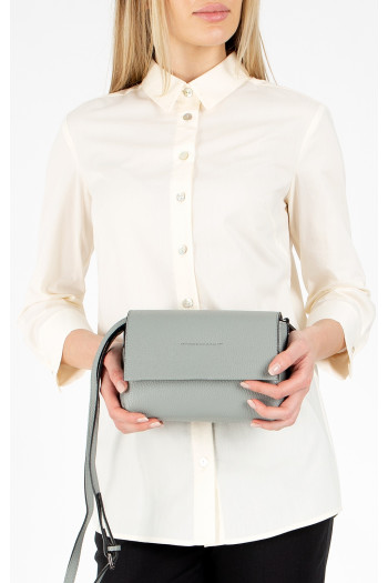 Geantă mică practică din piele naturală de culoare Grey