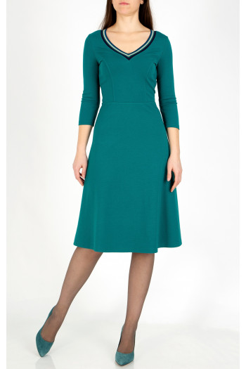 Rochie elegantă din tricot dens, de culoare Teal Green 