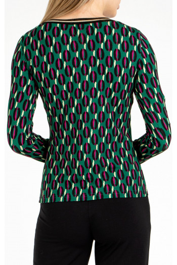 Bluză cu mânecă lungă de culoare verde cu imprimeu grafic [1]