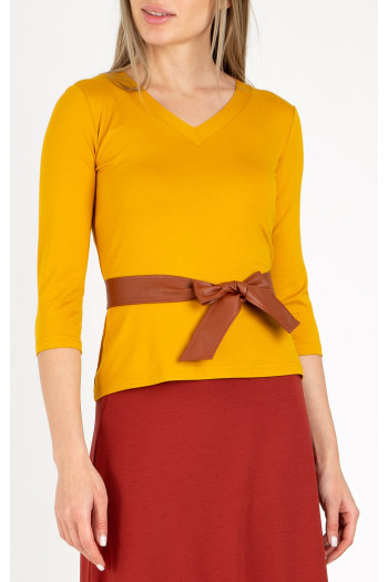 Bluză elegantă cu decolteu V de culoare Sunflower [1]