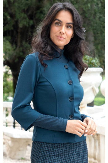 Sacou elegant din tricot elastic de culoare Galaxy Blue