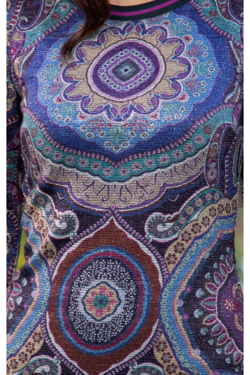 Rochie de lux dintr-un material de trico cu imprimeu grafic strălucitor de culoare Purple Magic [1]