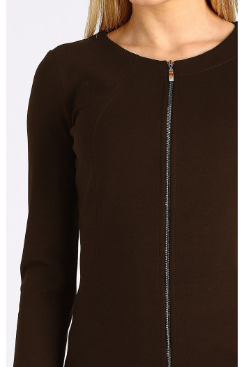 Sacou elegant cu fermoar de culoare maro închis dintr-un material de tricot mulat  [1]