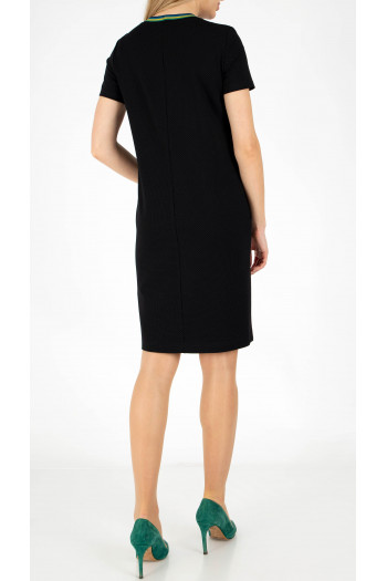 Rochie dintr-un material de tricot de lux în negru cu puncte delicate turcoaz [1]