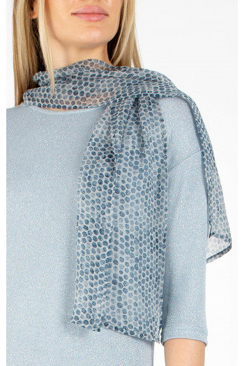 Eșarfă din mătase cu imprimeu cu buline albastre  [1]