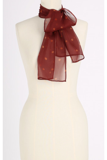 Eșarfă din mătase cu buline, de culoare Brick Red