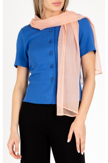 Eșarfă vaporoasă din mătase, de culoare Peach cu buline delicate