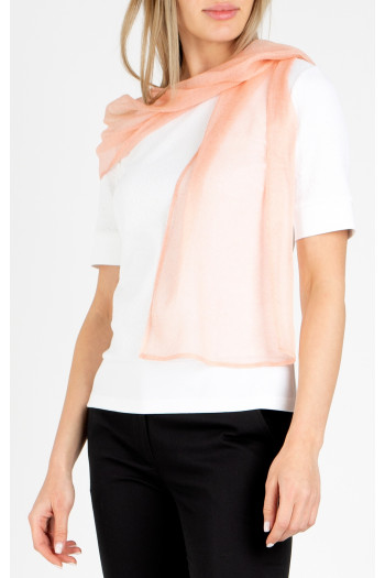 Eșarfă vaporoasă din mătase, de culoare Peach cu buline delicate [1]
