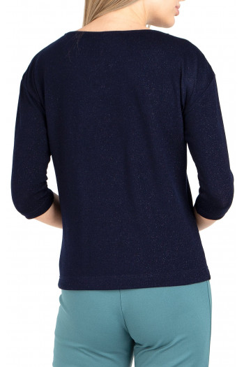 Bluză într-o siluetă lejeră de culoare albastru închis cu fire lucioase [1]