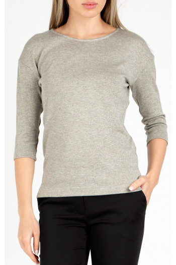 Bluză într-o siluetă lejeră cu melange gri cu luciu auriu