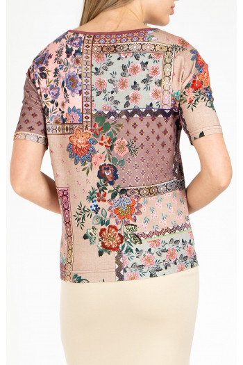 Bluză din tricot ușor cu imprimeu patchwork de culoare Nostalgia Rose [1]