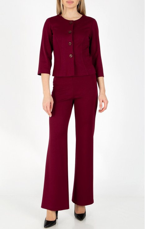 Sacou scurt dintr-un material de tricot ajustat de culoare Red Plum