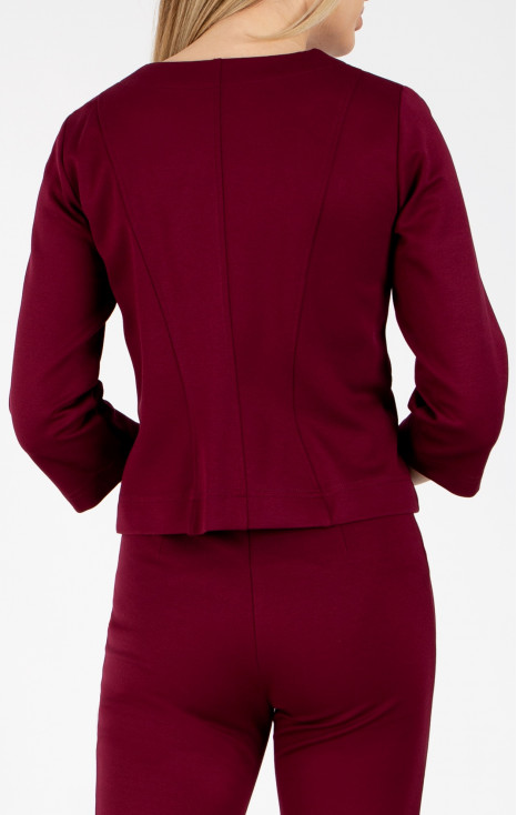 Sacou scurt dintr-un material de tricot ajustat de culoare Red Plum