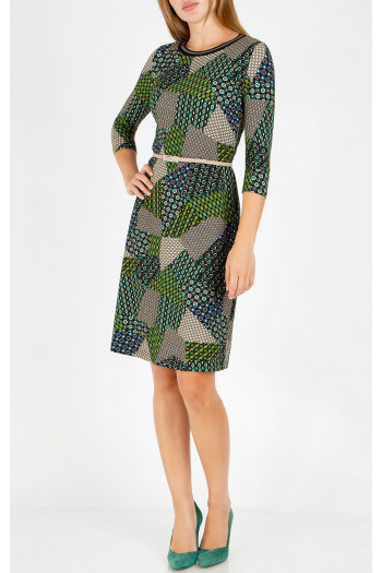 Rochie din tricot cu imprimeu geometric abstract