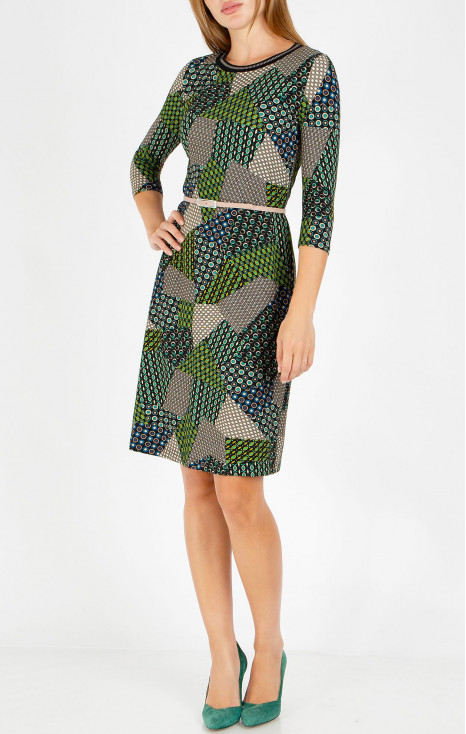 Rochie din tricot cu imprimeu geometric abstract