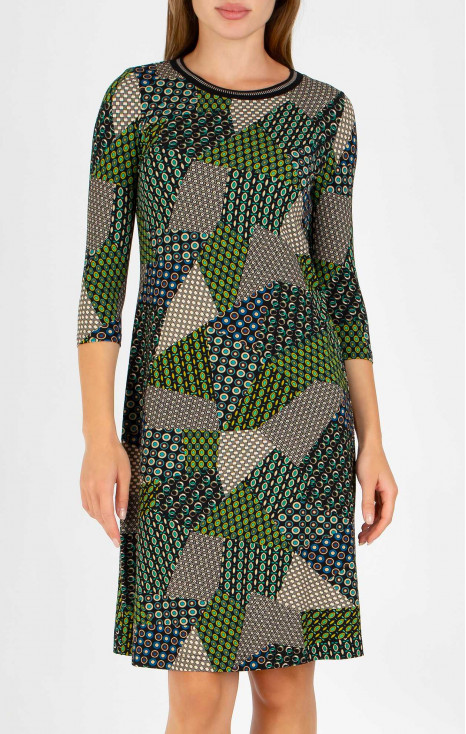 Rochie din tricot cu imprimeu geometric abstract [1]