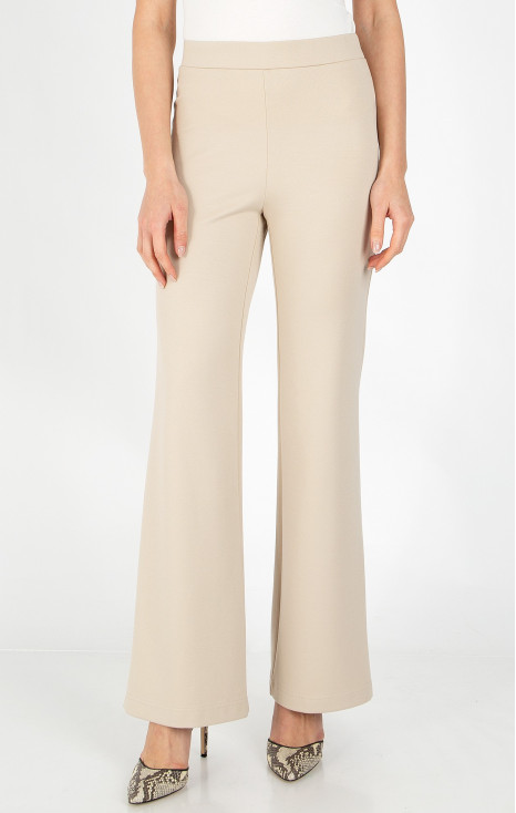 Pantaloni dintr-un material de tricot ripsat de culoare Sandshell