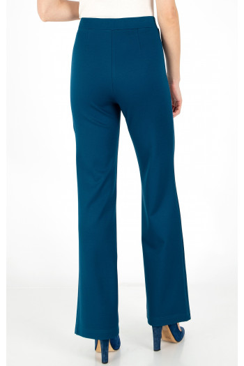Pantaloni drepți de tricot dintr-un material structural de culoare Alpine blue [1]
