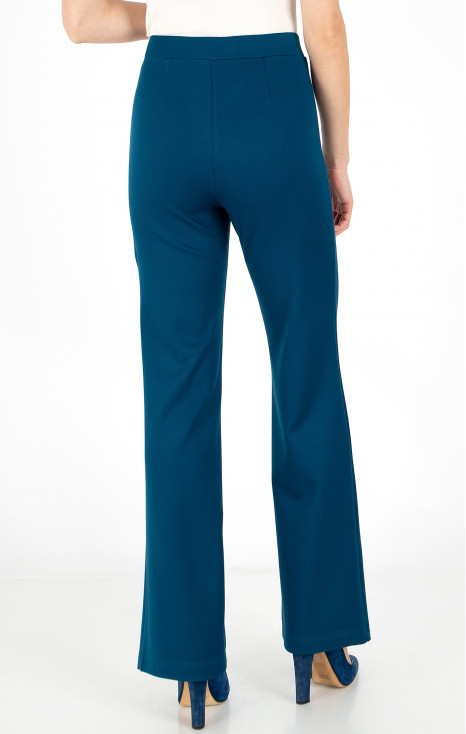 Pantaloni drepți de tricot dintr-un material structural de culoare Alpine blue [1]