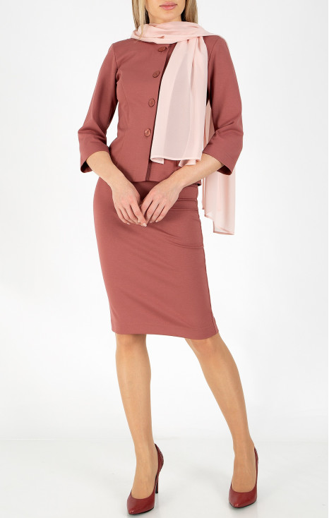 Sacou scurt dintr-un material de tricot de culoare Dusty Rose