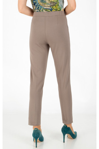 Pantaloni comozi din jerseu ajustat cu buzunare de culoare Taupe [1]