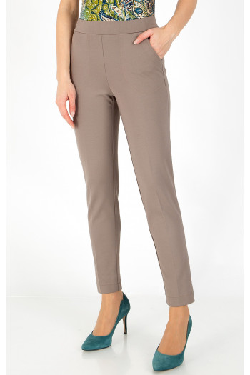 Pantaloni comozi din jerseu ajustat cu buzunare de culoare Taupe