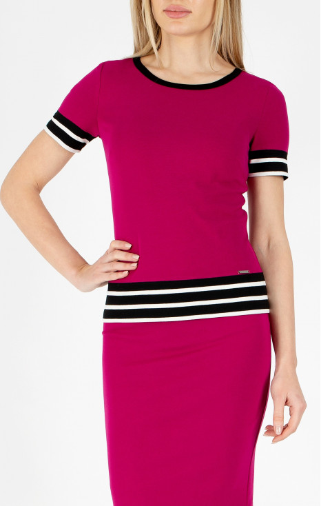 Bluză dintr-un material de tricot ajustat de culoare Fuchsia Rose