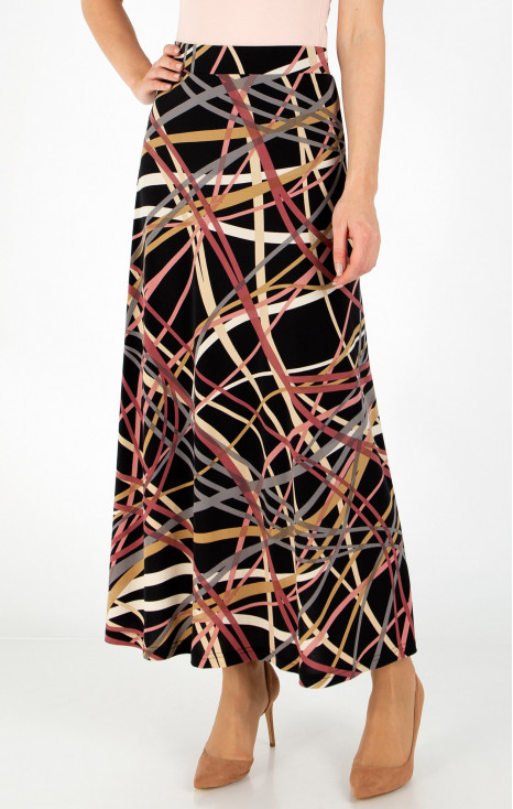 Fustă lungă din tricot tip jerseu cu imprimeu grafic în culori pastelate calde