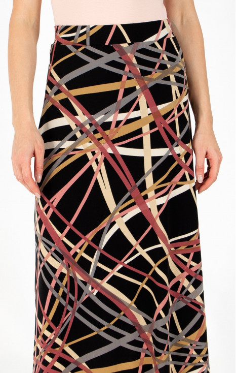 Fustă lungă din tricot tip jerseu cu imprimeu grafic în culori pastelate calde