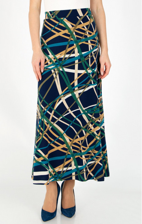 Fustă cu lungime maxi din tricot tip jerseu cu imprimeu grafic pe o bază albastră