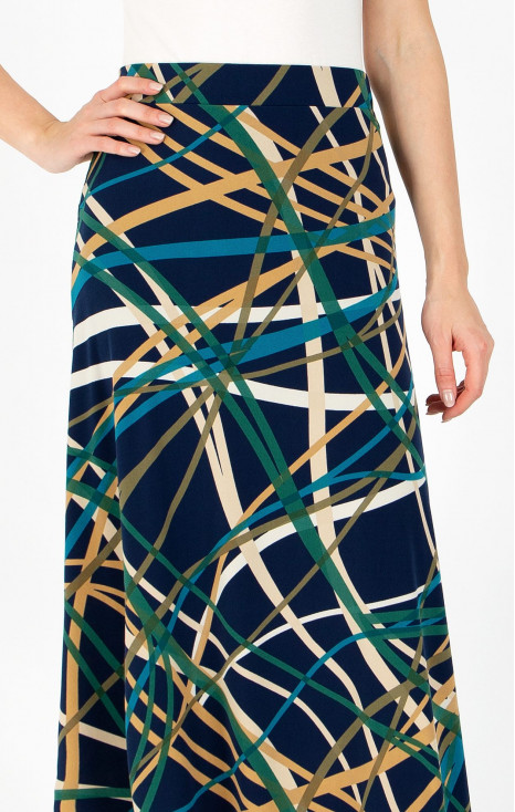 Fustă cu lungime maxi din tricot tip jerseu cu imprimeu grafic pe o bază albastră