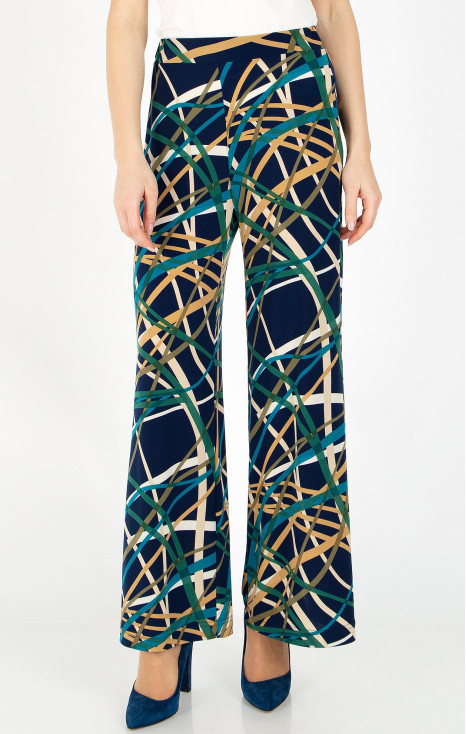 Pantaloni din jerseu ușor cu siluetă lejeră de culoare de culoare albastru închis și cu imprimeu grafic