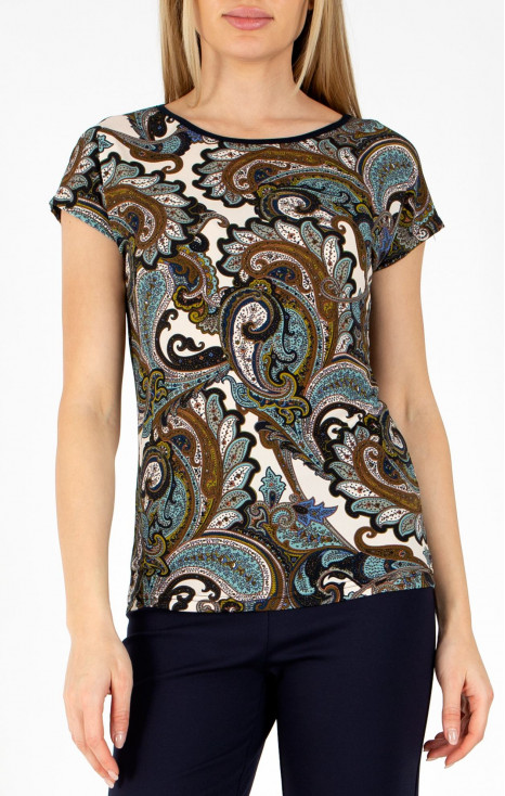 Bluză din jerseu ușor cu motive de cașmir 