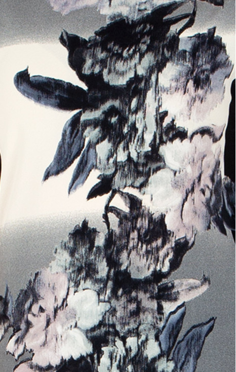 Bluză din tricot ușor tip jerseu cu imprimeu floral alb-negru