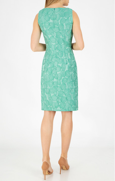 Rochie dreaptă elegantă din jacard luxos, texturat, cu reflexii satinate, în culoarea Sea Green [1]