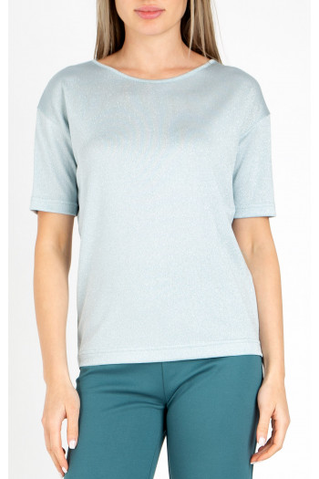 Bluză cu siluetă lejeră cu reflecție de culoare Celestial Blue