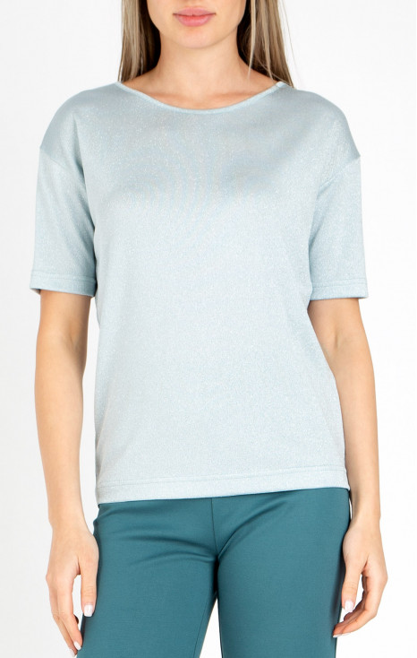 Bluză cu siluetă lejeră cu reflecție de culoare Celestial Blue