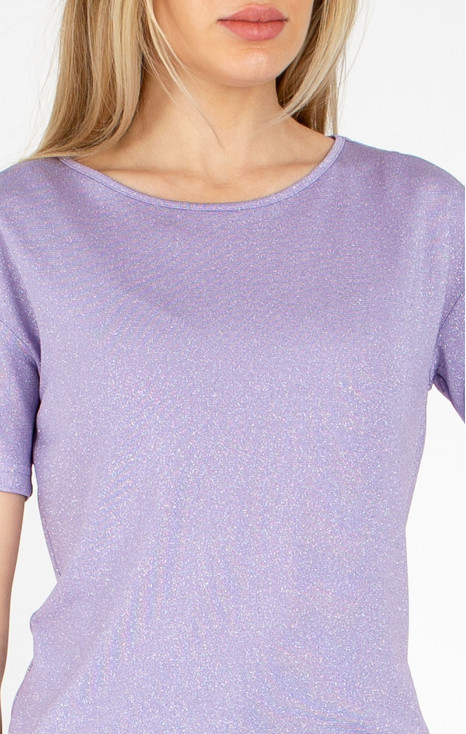 Bluză cu siluetă lejeră de culoare Lavender cu reflecții delicate