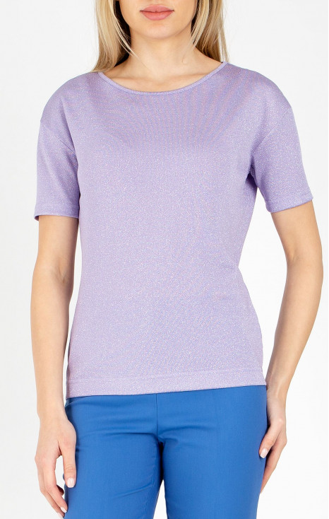 Bluză cu siluetă lejeră de culoare Lavender cu reflecții delicate 