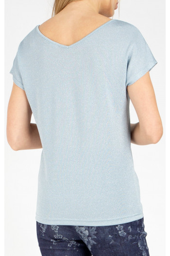 Bluză cu decolteu în formă de V cu reflecții de culoare Celestial Blue [1]