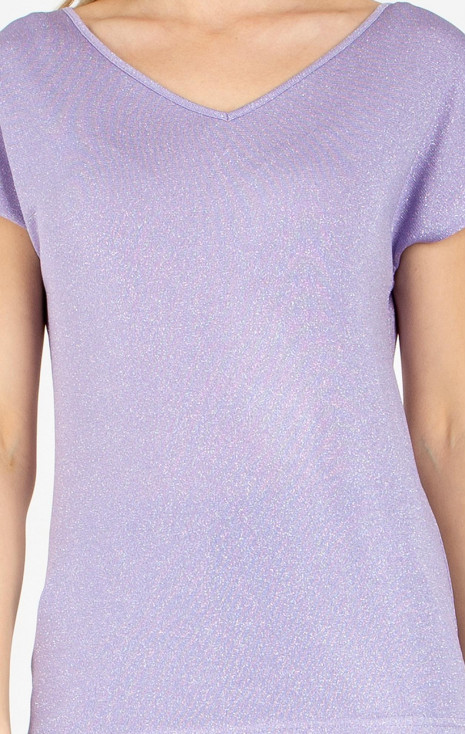 Bluză cu siluetă lejeră de culoare Lavender cu reflecții delicate