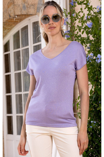 Bluză cu siluetă lejeră de culoare Lavender cu reflecții delicate 