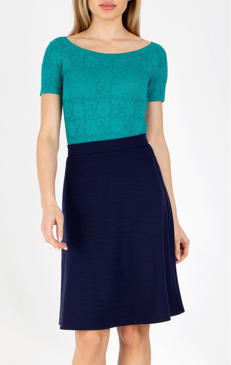 Fustă scurtă evazată din jerseu gros de culoare Deep Cobalt