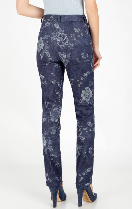 Pantaloni clasici cu efect denim și imprimeu floral  [1]