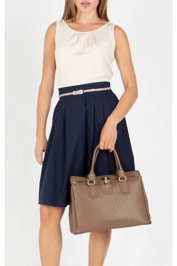 Geantă mare de damă, cu design rafinat, din piele naturală, de culoare Cocoa Brown [1]