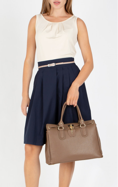 Geantă mare de damă, cu design rafinat, din piele naturală, de culoare Cocoa Brown [1]